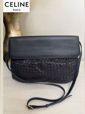 CELINE Braided Leather Shoulder/ Clutch Bag